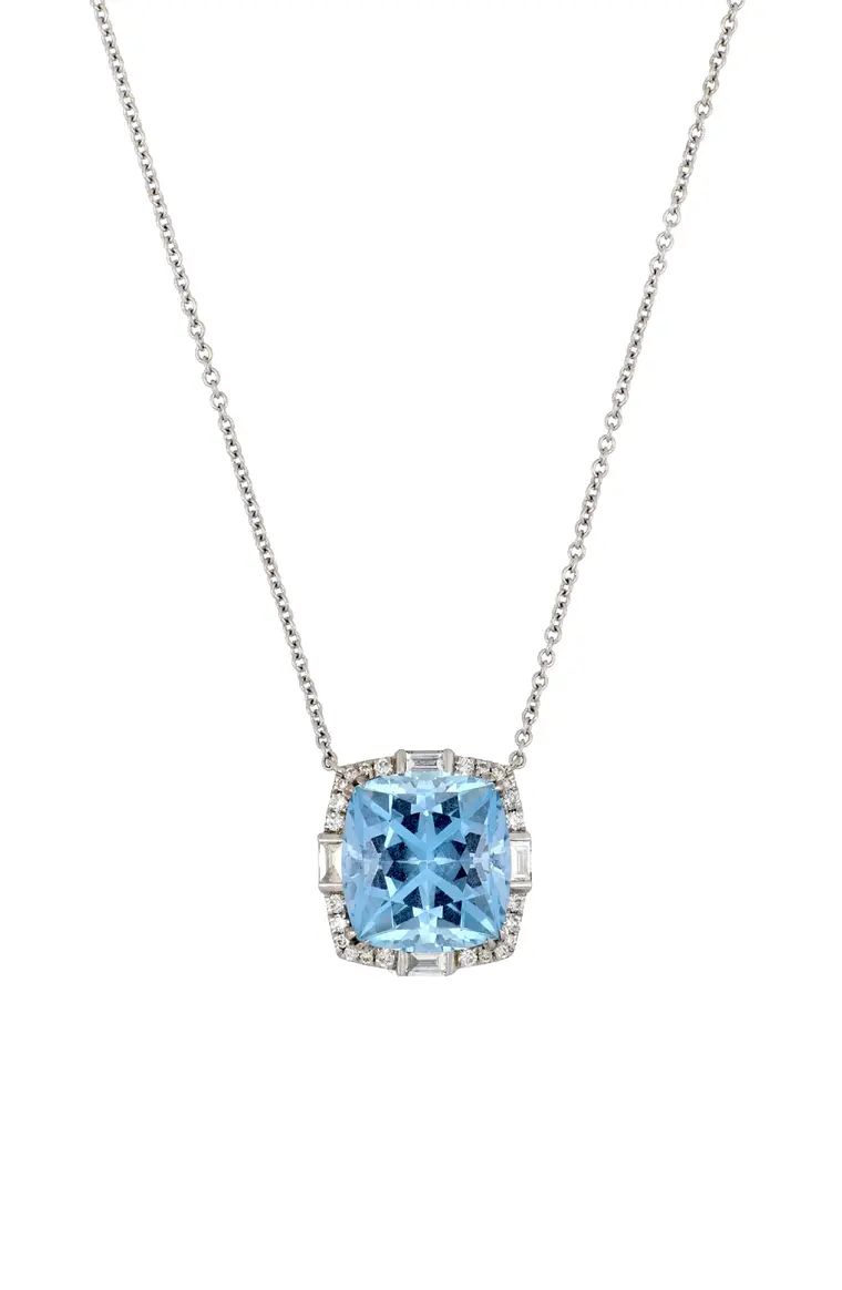 Aquamarine & Diamond Cushion Pendant Necklace | Nordstrom