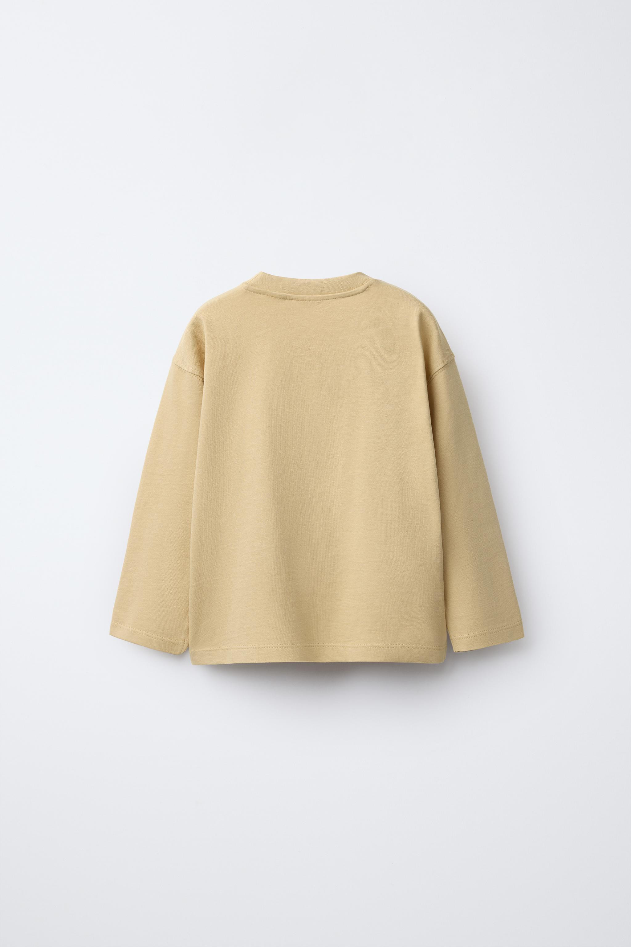 Round neck long sleeve T-shirt. Patch pocket at chest.The model is 43” (109 cm) and wears a si... | Zara US