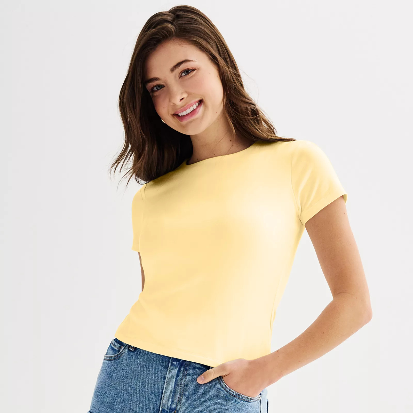 Juniors' Harper & Ivy Short Sleeve Contour Crew Tee | Kohl's
