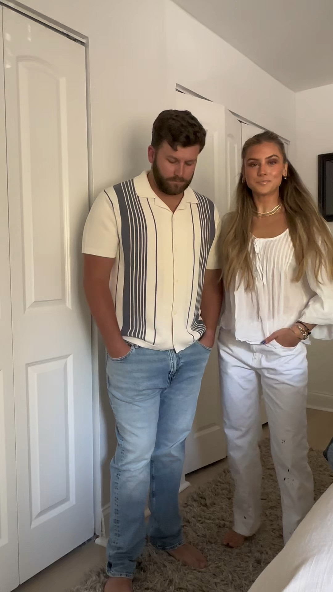 let this be your sign to update your man’s wardrobe for spring and summer. I ordered some new outfits for me and Joey @americaneagle and absolutely LOVED the way everything turned out. Major shopping win! 👏 As far as sizing goes the shirts all run true to size and for the bottoms the jeans run larger in the waist but the shorts are true to size. 🤭 WHAT JOEY GOT: AE EasyFlex Original Straight Jean Color: Authentic Light Size: 36 X 32 (size down in waist); AE 7" Flex Linen-Blend Trekker Short Color: Green Size: M; AE Logo Lived-In T-Shirt Color: Light Blue Size: M; AE Men's 5" Swim Trunk Color: Olive Fun Size: M; AE Weekend Textured Button-Up Sweater Polo Shirt Color: Frosty Cream Size: M.

#AEJeans #boyfriendoutfits #shoppingformyboyfriend #mensoutfit #outfitinspo #mensfashion #stylingmyboyfriend #boyfriend #himandher #boyfriendfashion #couplesoutfit #mensstyle #americaneagle #americaneaglehaul #tryonhaul #americaneagletryon 

#LTKMens #LTKSaleAlert #LTKFindsUnder50