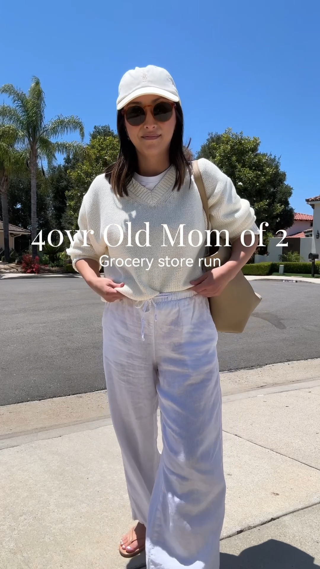 40yr old mom of 2 - What I wore to grocery shop

Everlane tee medium
Aritzia sweater xs
Gap Factory linen pants petite xs
Beek sandals 5
The Row bag medium
Le Specs sunglasses
Polo Ralph Lauren hat
Dorsey James necklace 15"
Electric Picks earrings

#LTKmomlife #LTKPetite #LTKootd