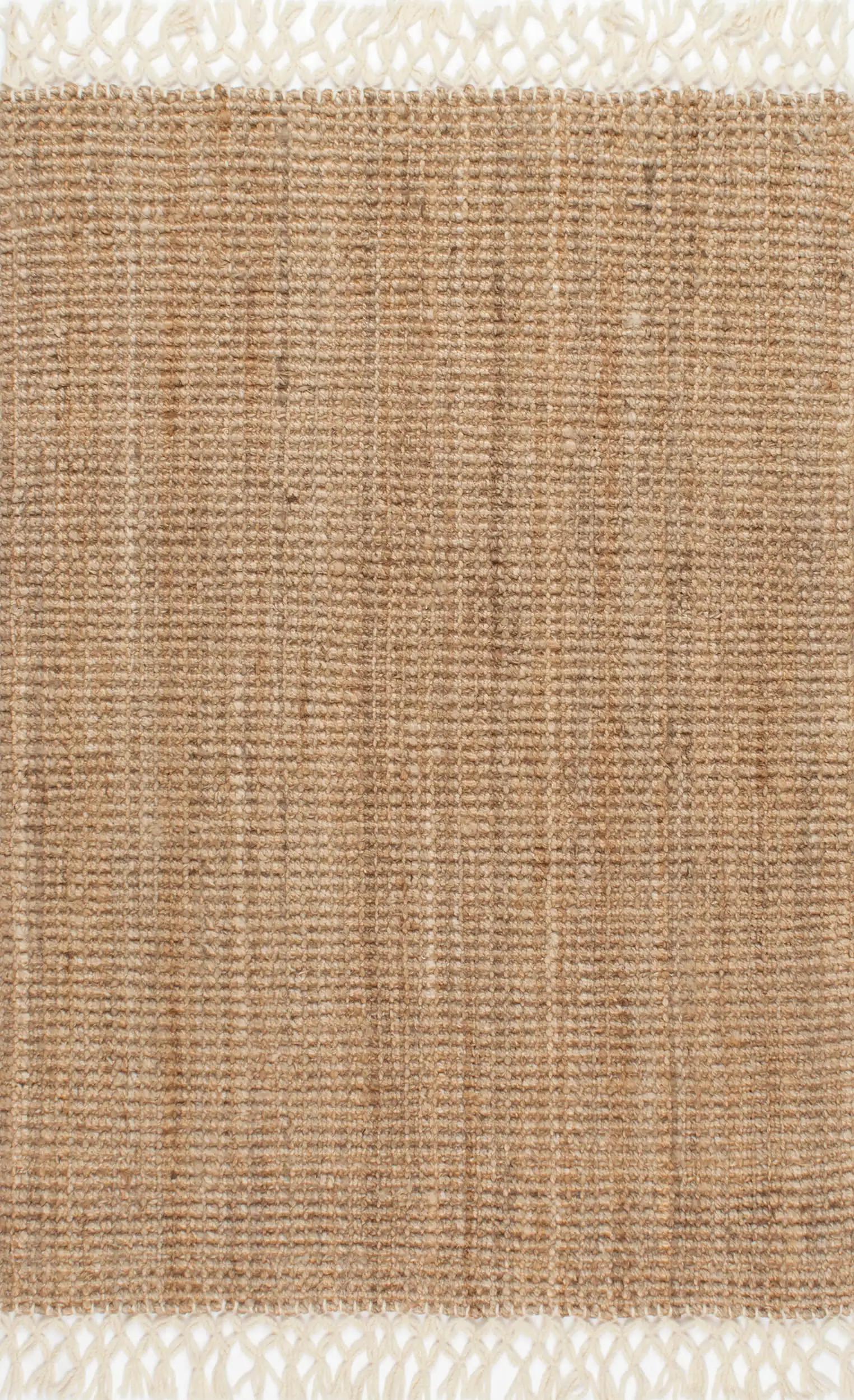 Color: NaturalHand Woven Jute with Wool Fringe Rug | Natural Natural swatchShape: RectangleRectan... | Rugs USA