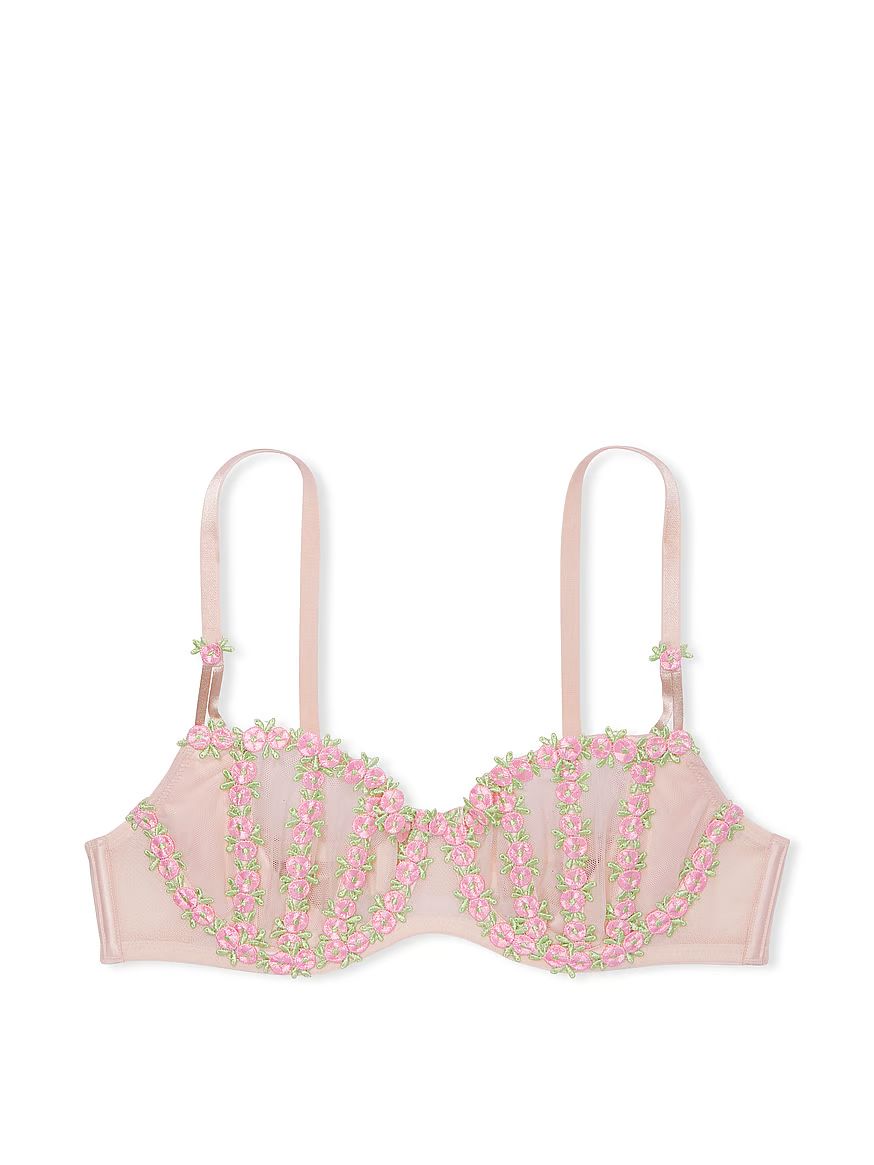 Wicked Caged Rosebud Embroidery Unlined Balconette Bra | Victoria's Secret (US / CA )