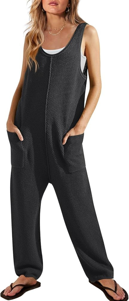 SENSERISE Womens Knit Jumpsuits Sweater Romper One Piece Loungewear Sleeveless Long Pants Overall... | Amazon (US)