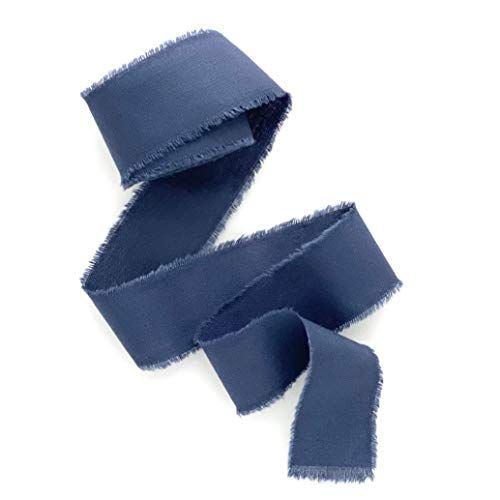 Navy ribbon 1/2" 1" 2" 3 inch wide 5yd cotton Frayed edges hand dyed for Rustic wedding invitatio... | Amazon (US)
