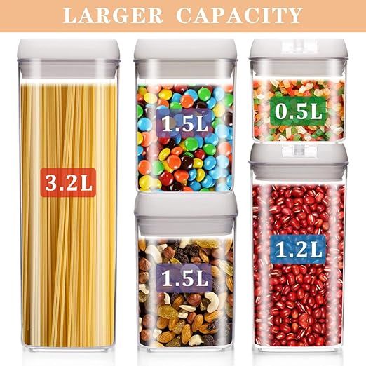 Food Storage Container, Airtight Dry Food Container, Larger Capacity! Includes 1X3.2L Tall for Pa... | Amazon (CA)