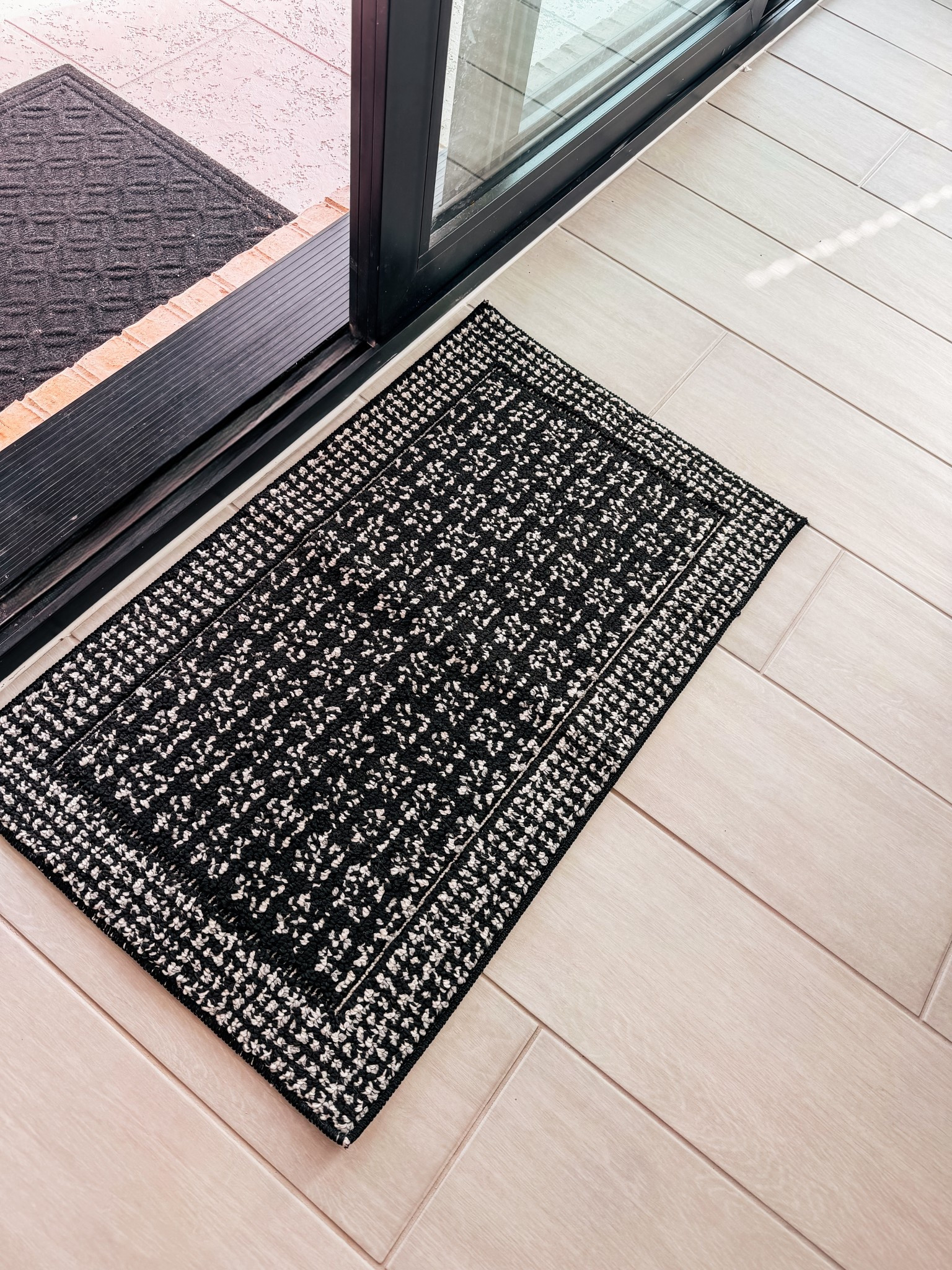 After all my floor scrubbing I treated myself to this new door mat. Black is so practical but the pattern is almost floral so perfect for spring. And it’s WASHABLE!  😊

#LTKmomlife #LTKdayinmylife #LTKHome