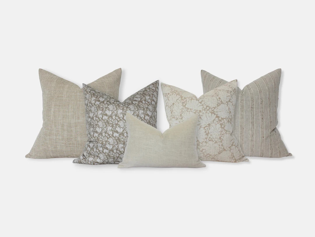 Neutral Pillow Cover Set, Light Neutrals Pillow Combo, Cream Beige Ivory Cushion Covers, Neutral ... | Etsy (US)