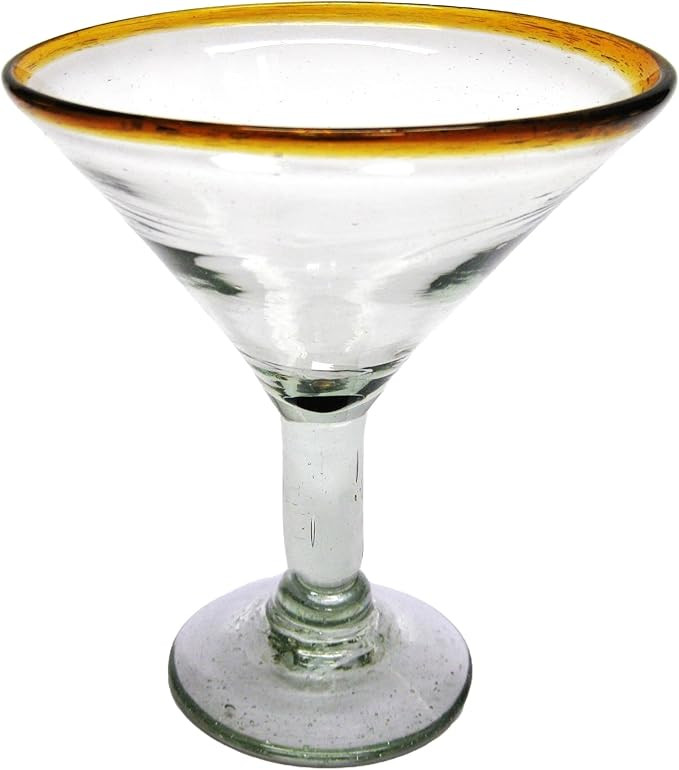 Amber Rim 10 oz Martini Glasses (set of 6), Recycled Glass, Lead-free, Toxin-Free (Martini) | Amazon (US)