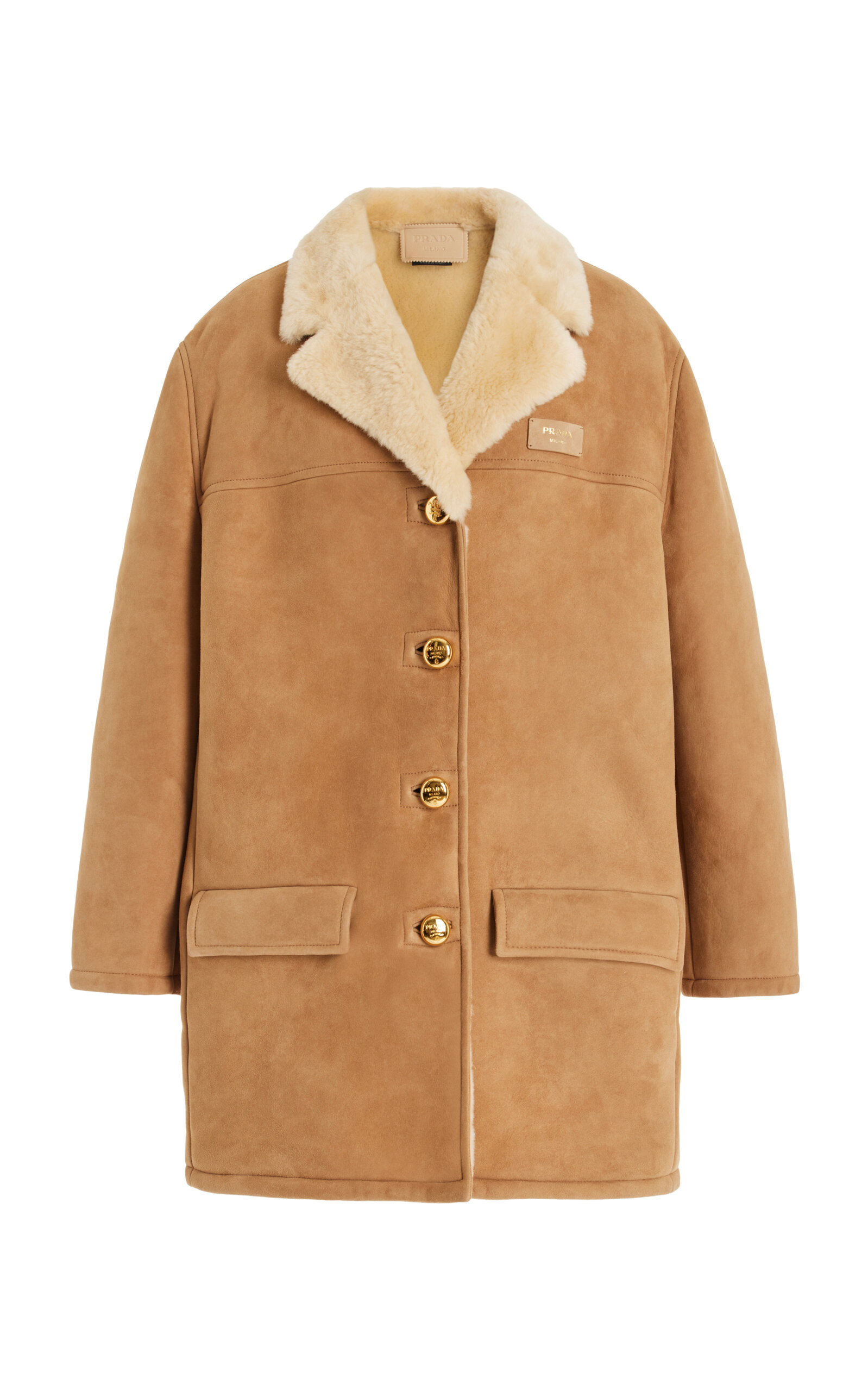 Prada - Shearling Coat - Neutral - IT 38 - Moda Operandi | Moda Operandi (Global)