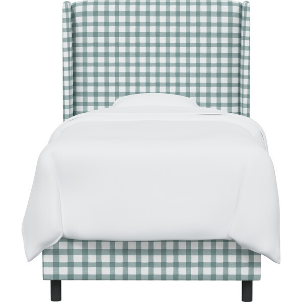 Quinn Wingback Bed, Powder Blue Gingham - Beds | Maisonette | Maisonette