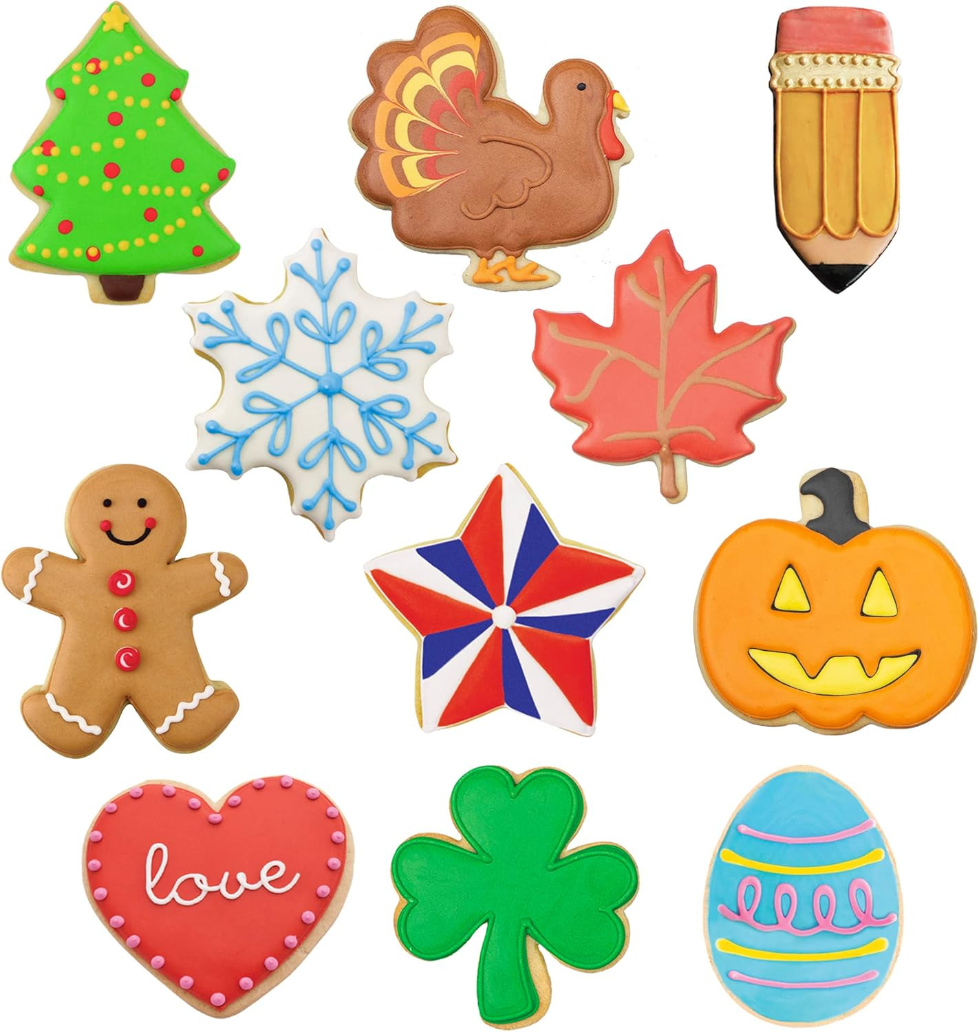 Cookie Cutters for Christmas and Every Season: 11-pc. Christmas, Easter, Halloween, St. Patrick's... | Amazon (US)