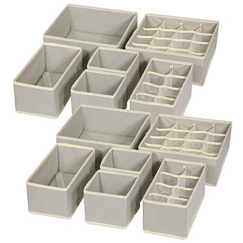 TENABORT 12 Pack Foldable Drawer Organizer Dividers Cloth Storage Box Closet Dresser Organizer Cube  | Amazon (US)