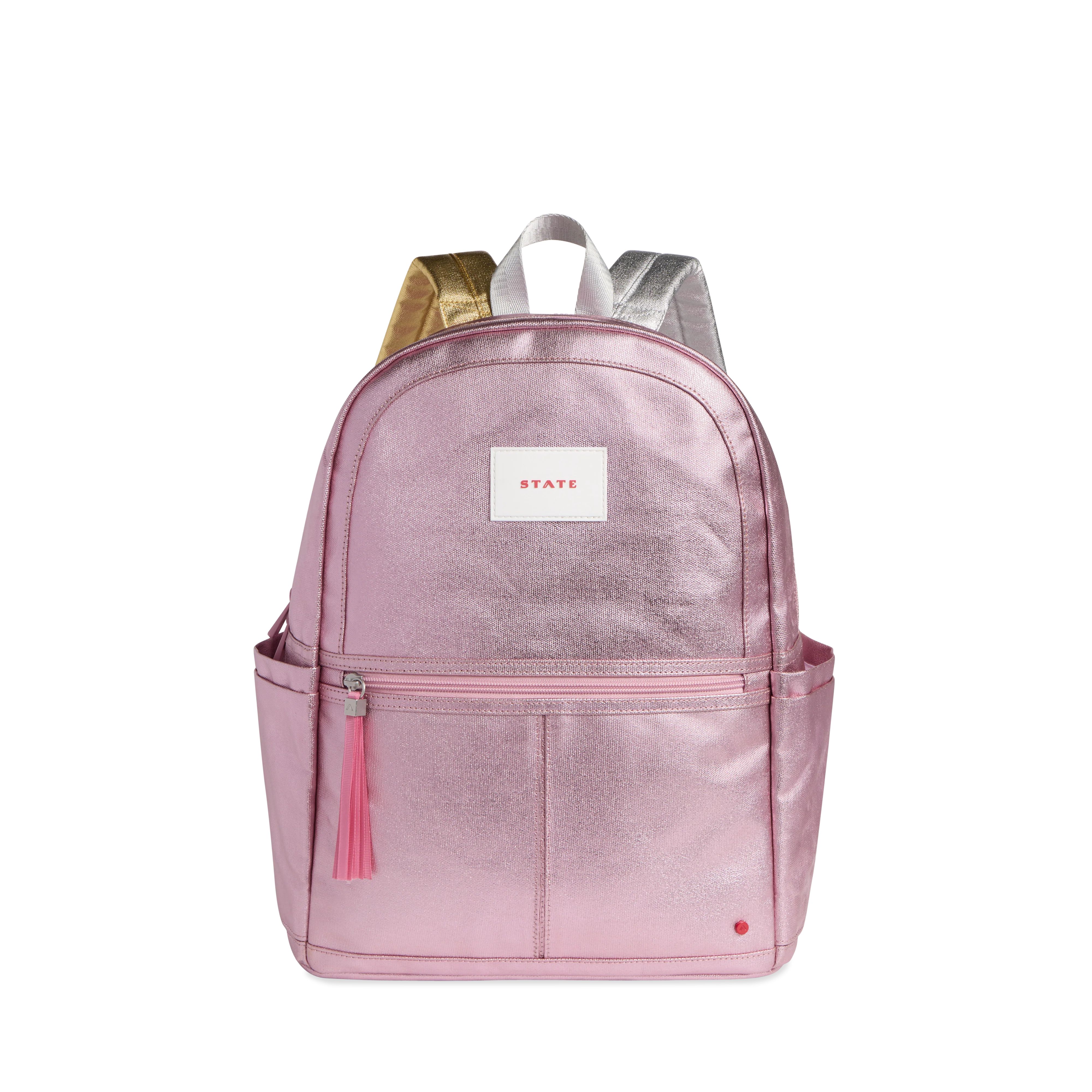 STATE Bags | Kane Kids Double Pocket Backpack Metallic Pink/Silver | STATE Bags