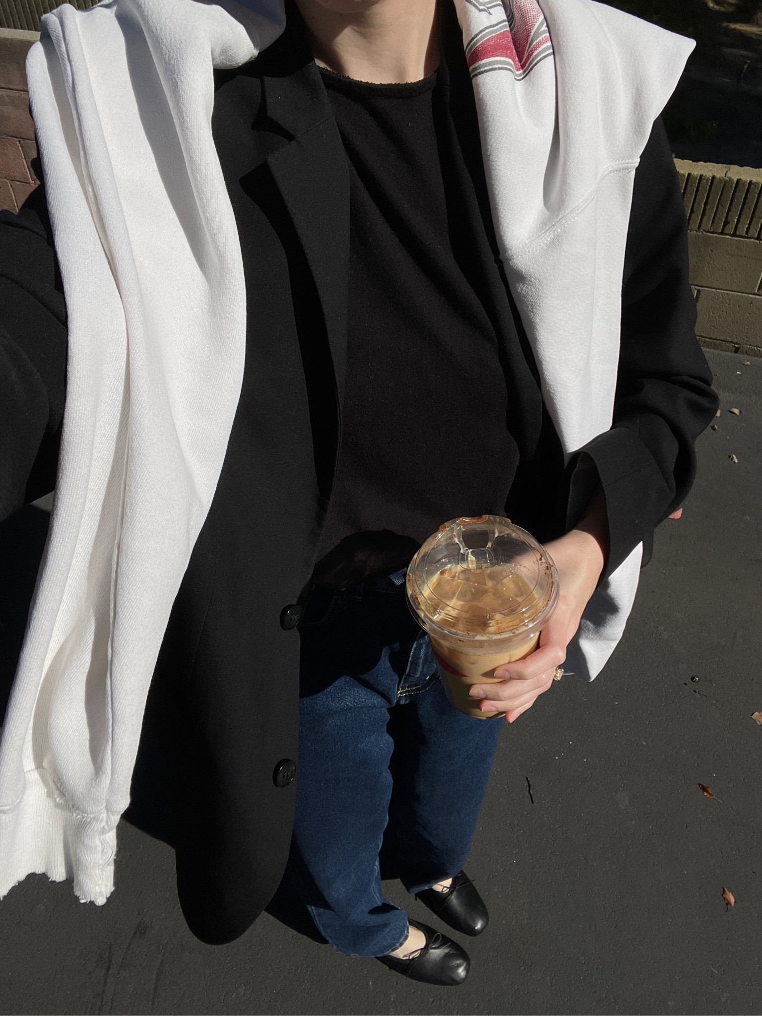 The season of layering 🖤 adding a blazer over a simple tshirt, topped with my favorite vintage sweatshirt over my shoulders  

#LTKSeasonal #LTKCyberWeek #LTKstyletip