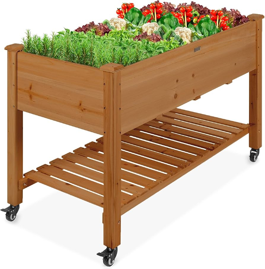 Best Choice Products Raised Garden Bed 48x24x32-inch Mobile Elevated Wood Planter w/Lockable Whee... | Amazon (US)