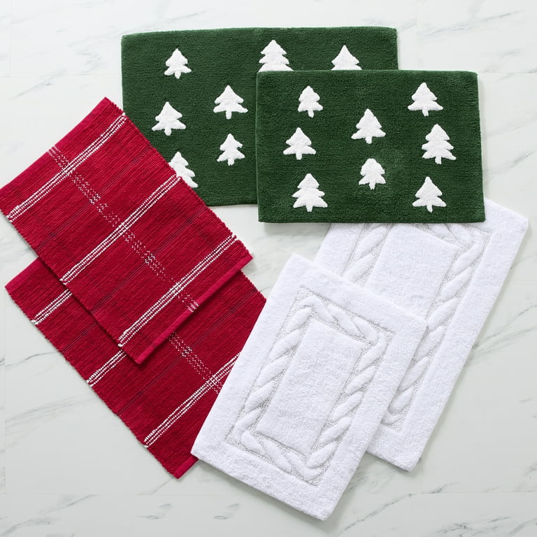Better Homes & Gardens Cotton Wintery Seasonal Christmas Trees 2 Piece Bath Rug Set, Green, 17" x... | Walmart (US)