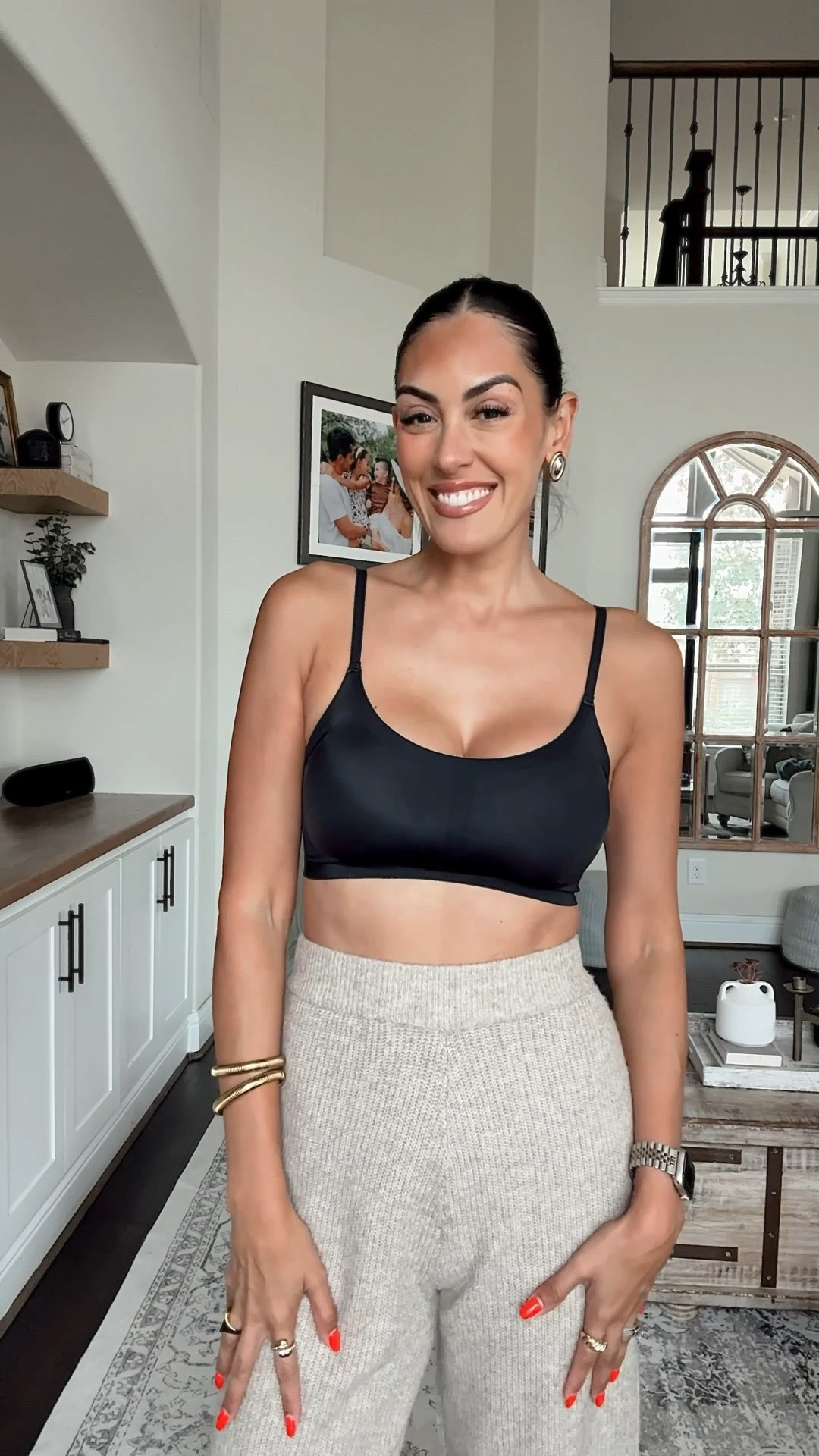 Wearing a small in all 