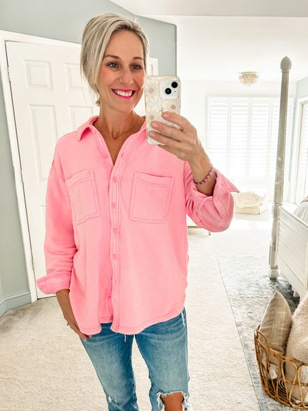 Loving this new shacket - lumber style buttons down shirt!
Oversized button down from Aerie! 
Available in 8 colors.

Wearing size XXS.

#LTKfindsunder100 #LTKstyletip #LTKover40