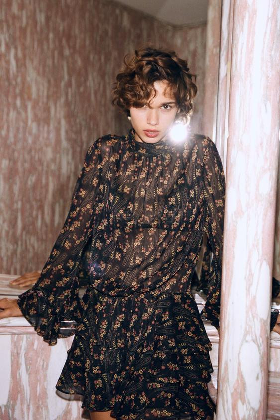 FLORAL PRINT COTTON GAUZE DRESS | Zara US