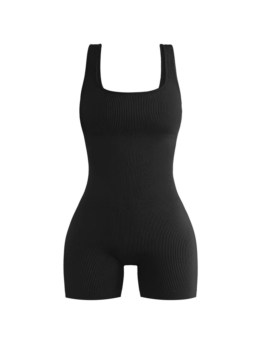 Wide Strap Jumpsuit Shorts Black | Oqq