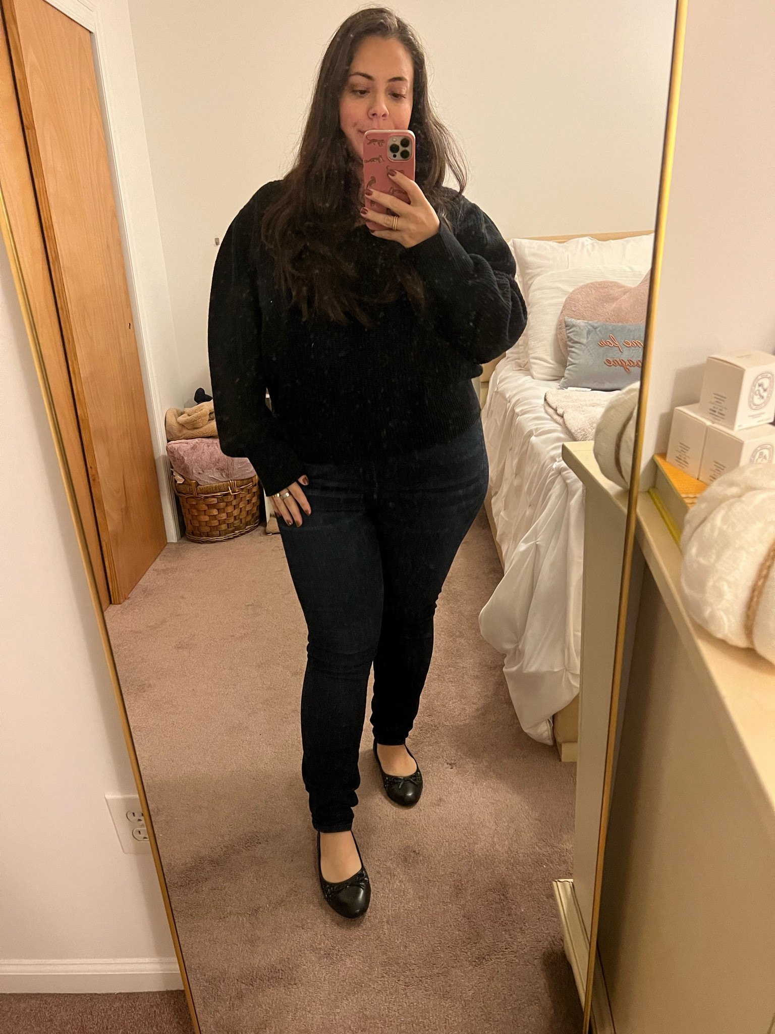 Its loveshackfancy sweater season! Paired with good american jeans and tweed jcrew ballet flats. 

#LTKstyletip #LTKSeasonal #LTKmidsize