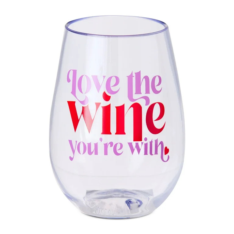 Love the Wine Plastic Wine Glass, Clear, Valentine's Day by Way To Celebrate | Walmart (US)