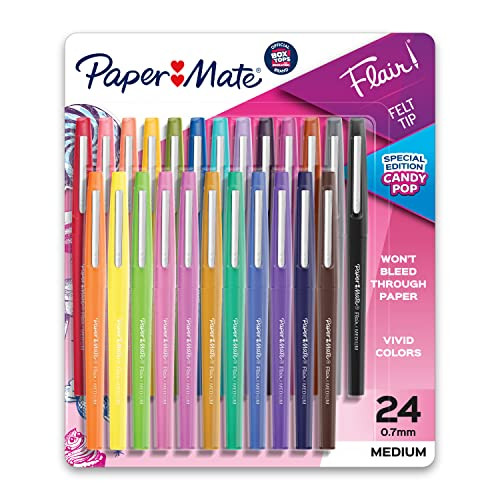 Paper Mate Felt Tip Pens Flair Marker Pens, Medium Point, Assorted, 24 Count | Amazon (US)