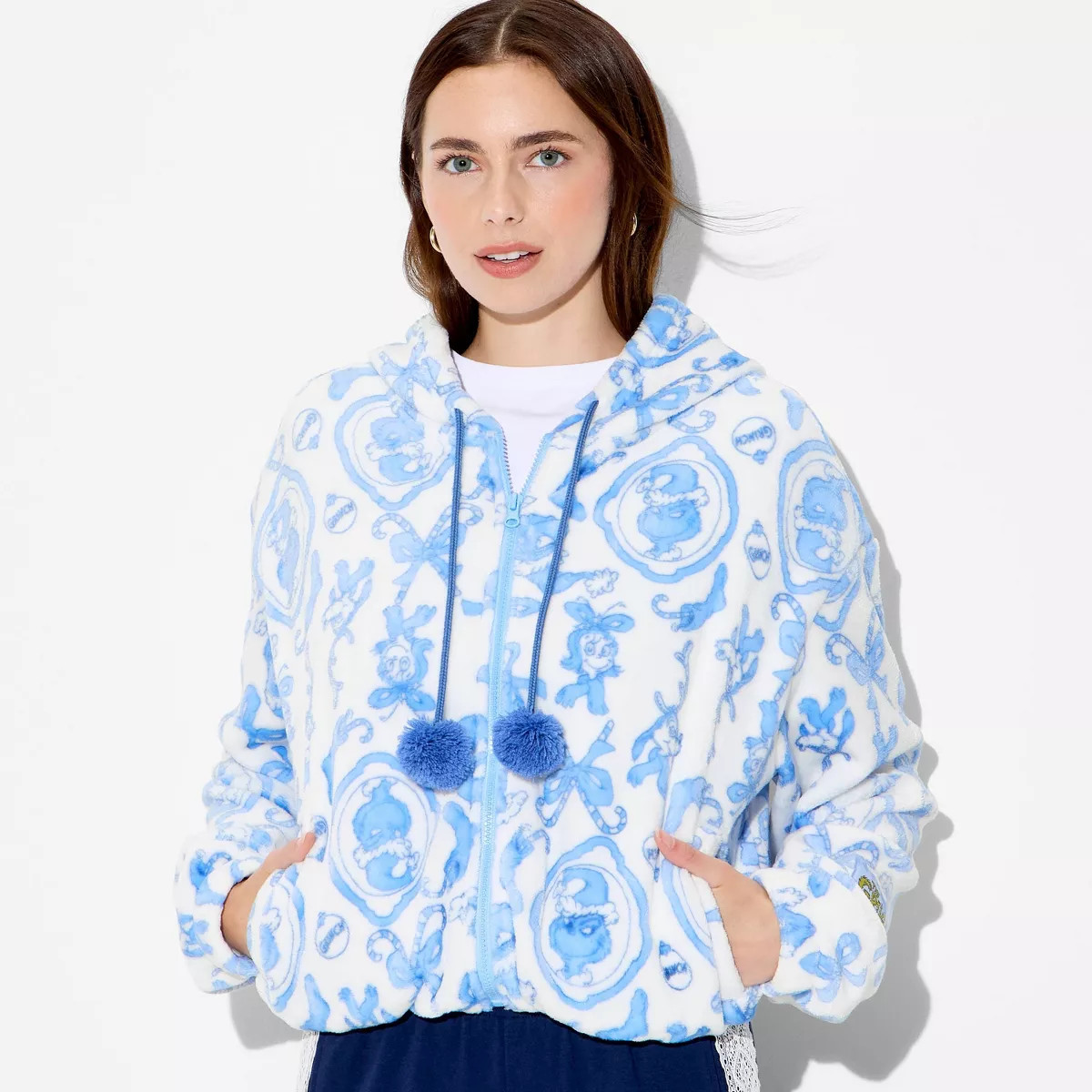 Women's Grinch Zip-Up Graphic Hooded Sweatshirt - White | Target