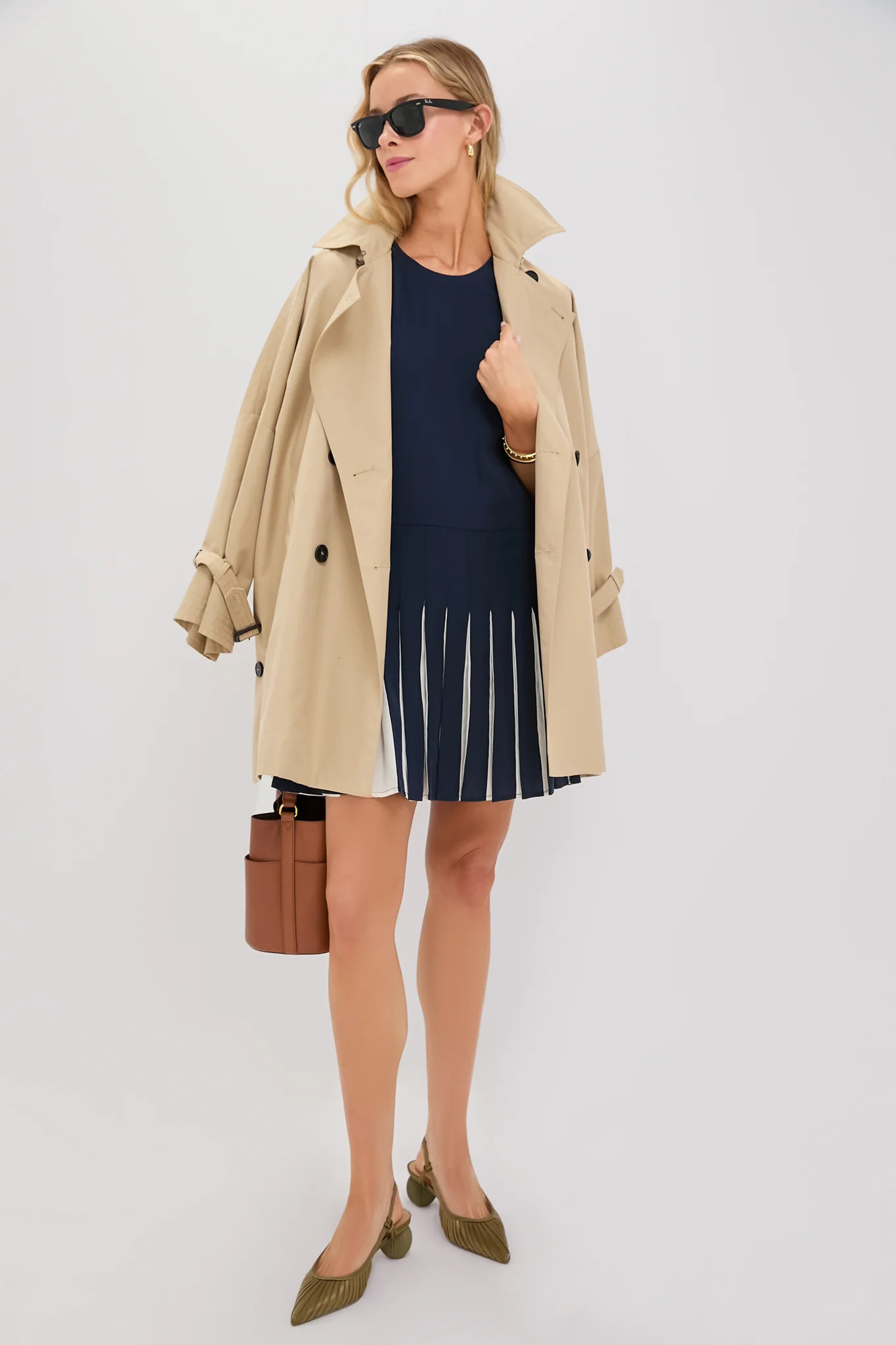 Navy Pleated Liza Dress | Tuckernuck (US)