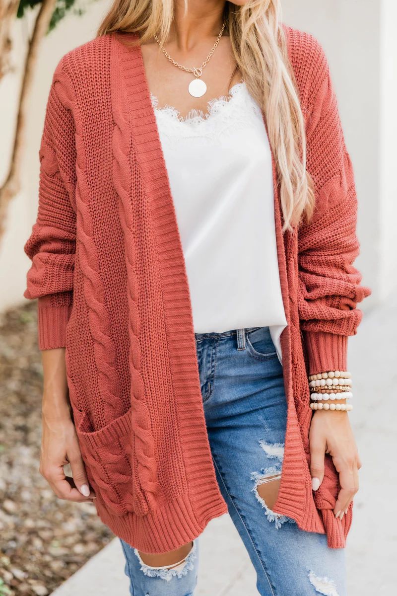 Won't Change My Heart Rust Cardigan | The Pink Lily Boutique