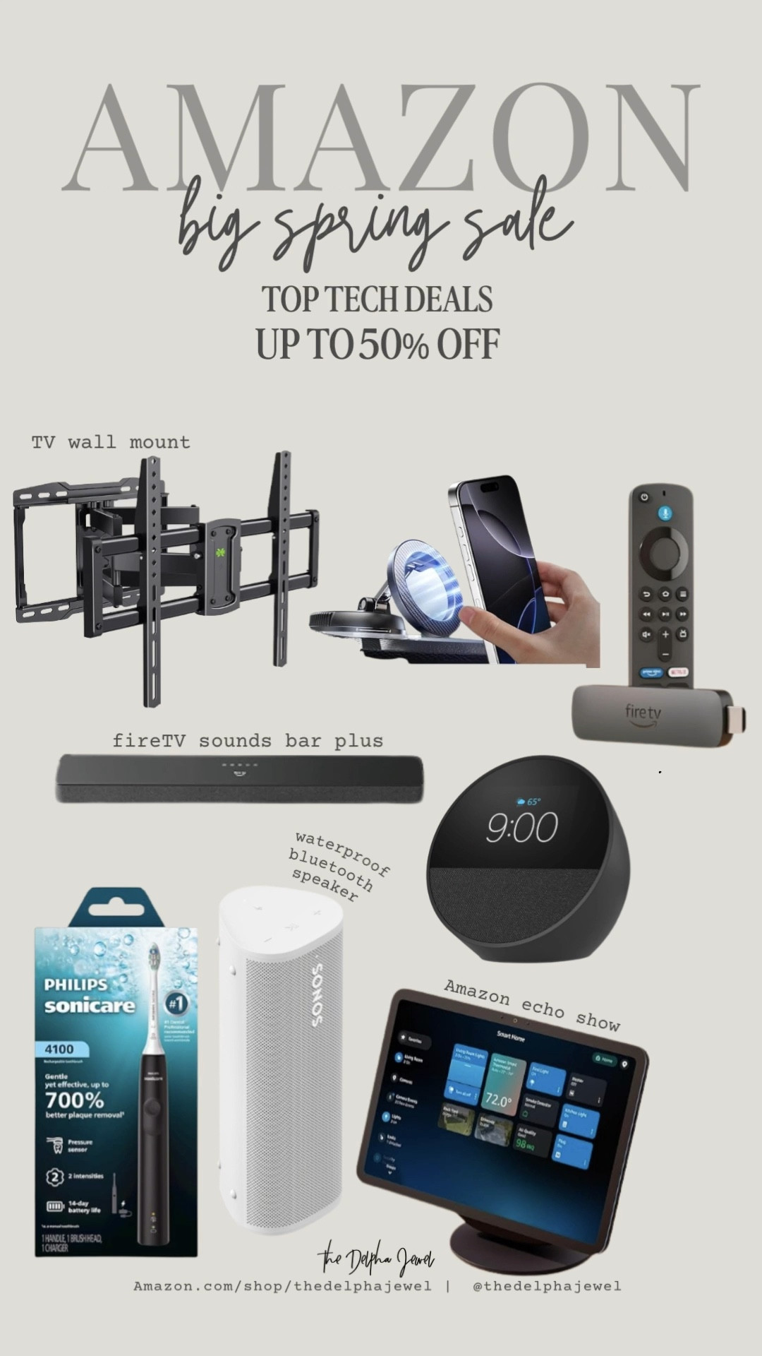 Found some of the best deals on tech during the big spring sale ‼️ up to 50% some of the best brands. 

Car phone magnet holder, full motion wall mount, Amazon echo show, amazon fire sound bar plus, Amazon fire stick

#LTKSaleAlert #LTKHome