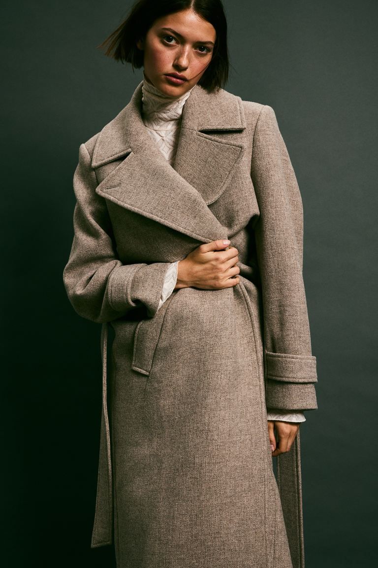 Wool-blend coat - Beige marl - Ladies | H&M GB | H&M (UK, MY, IN, SG, PH, TW, HK)