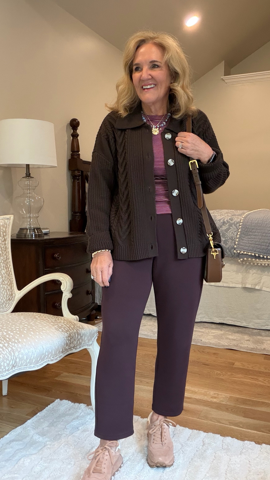 Try mixing your loungewear with your not loungewear.
This cardigan is beautiful. It’s Marina Will high-quality super soft. I did size down to a small.
Spanx air, essentials, slim straight pants in truffle brown, wearing size medium petite

#LTKPetite #LTKOver40 #LTKTravel