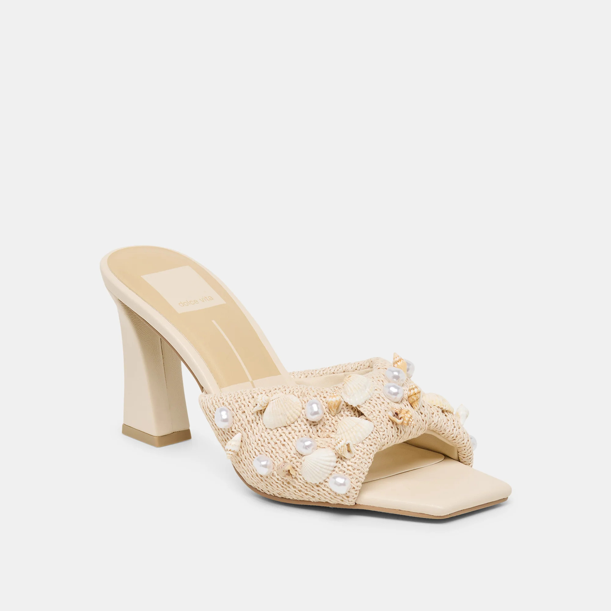 Tylah Oatmeal Beaded Raffia Heels | Dolce Vita | DolceVita.com