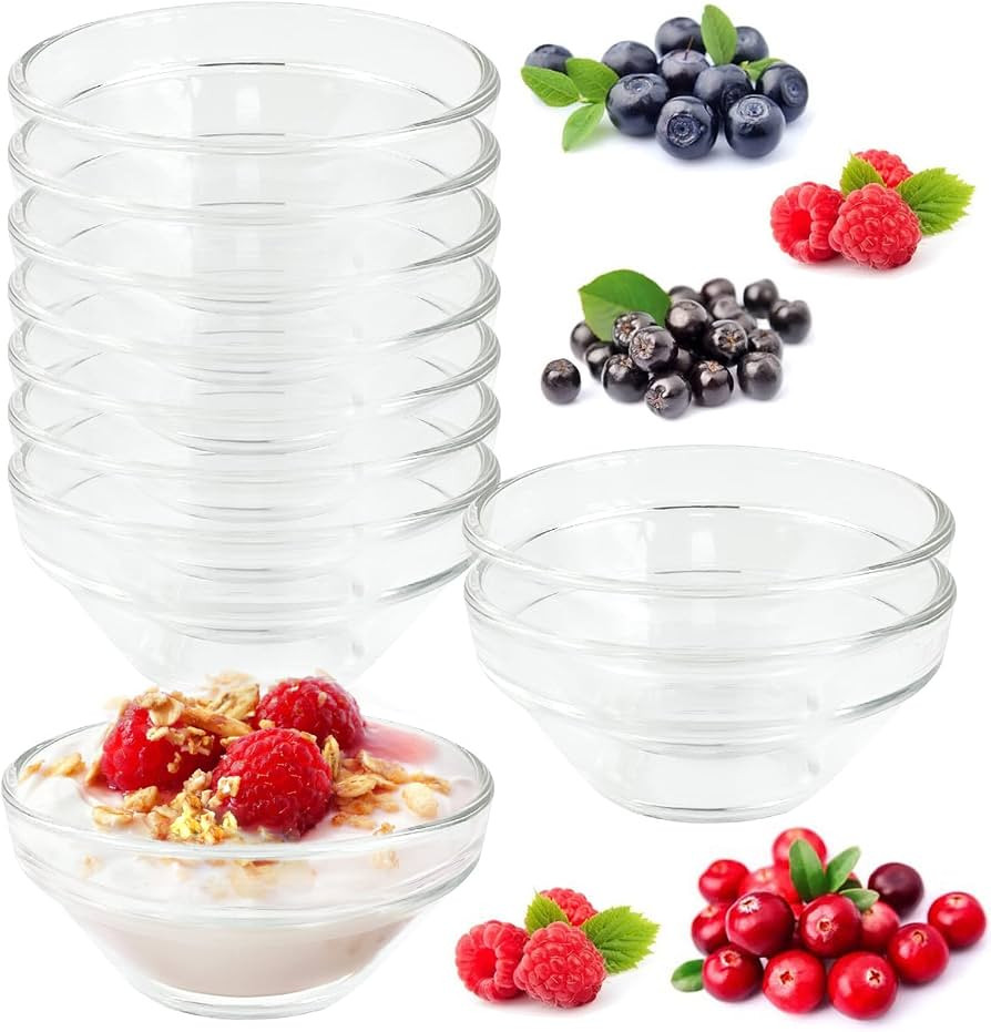 10 Pack 3" Clear Glass Bowls, 2.5oz Soy Sauce Dipping Bowls, Stackable Serving Bowls for Ramekins... | Amazon (US)