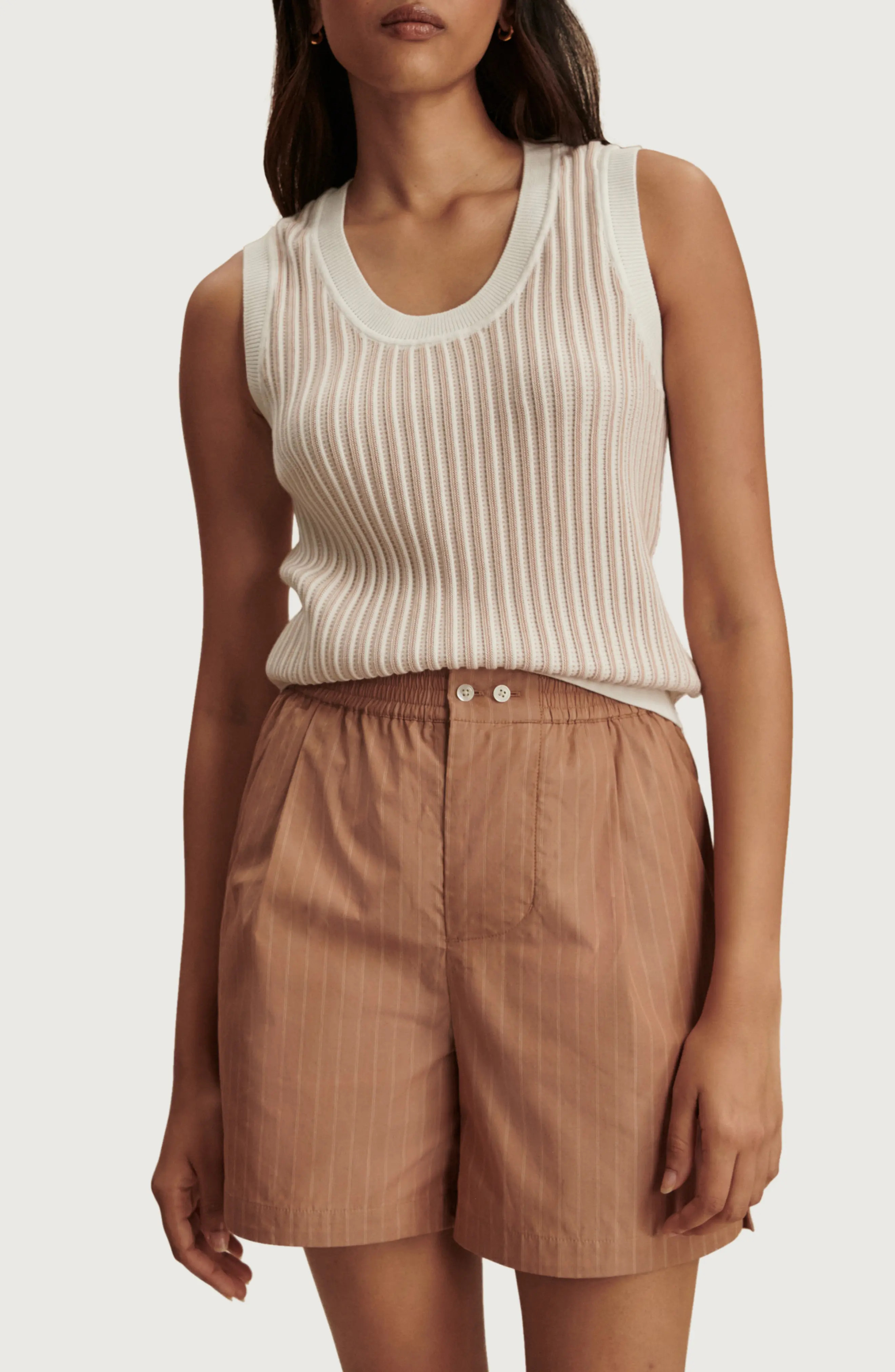 Varley Aldcroft Rib Knit Cotton Tank in Snow White at Nordstrom, Size X-Small | Nordstrom