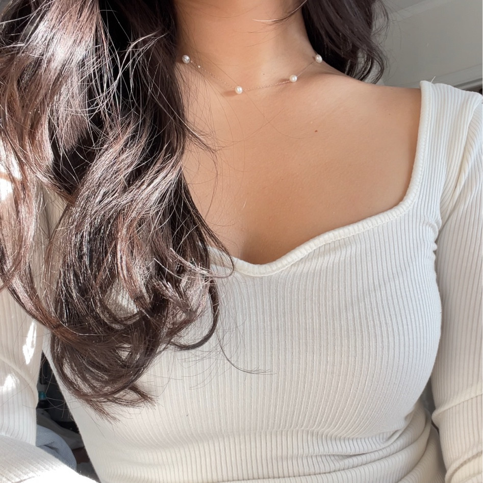 spring outfit inspo

thin sweetheart sweater top 
dainty pearl choker 

#LTKstyletip #LTKSeasonal #LTKsalealert