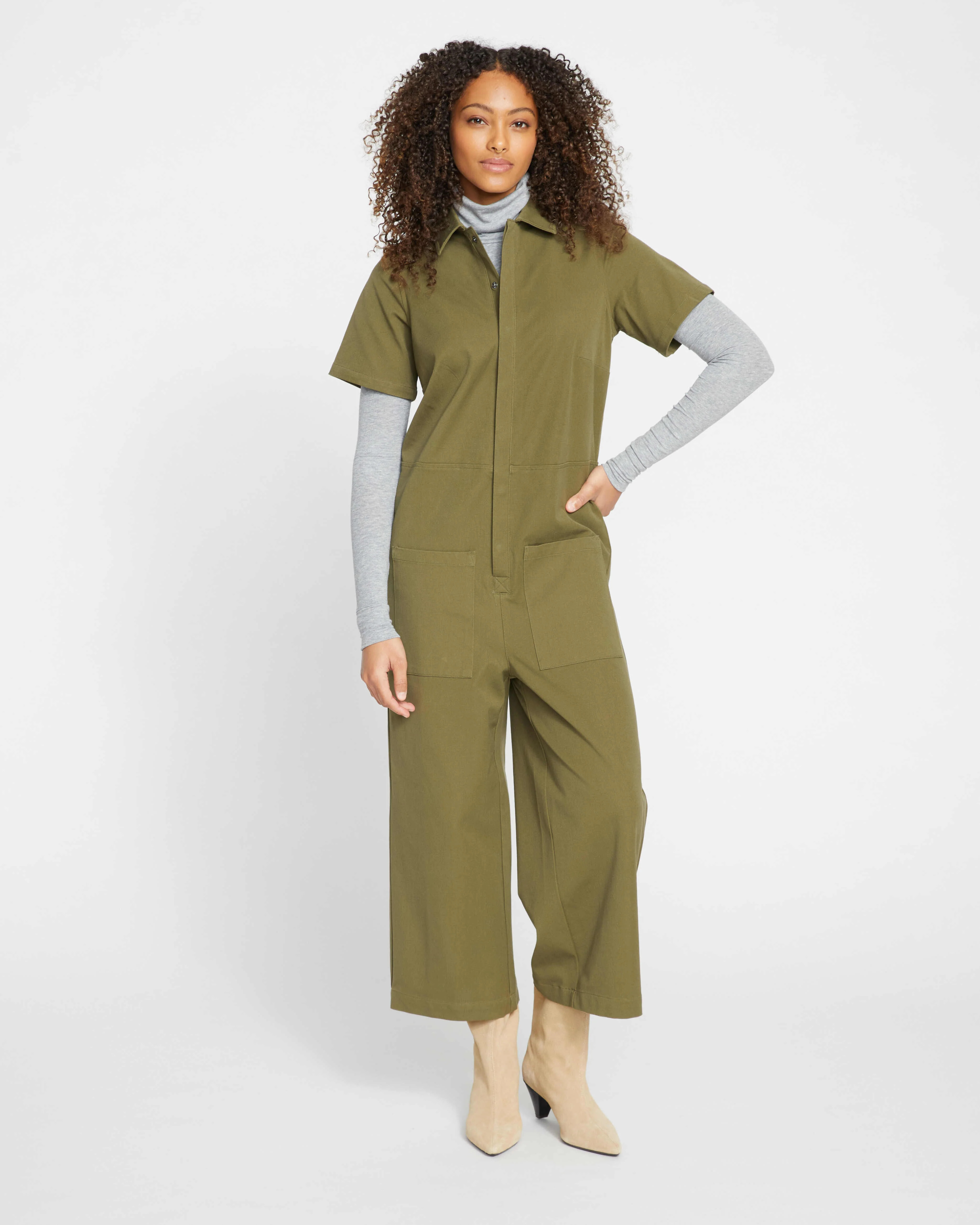 Kate Stretch Cotton Twill Jumpsuit - Ivy | Universal Standard