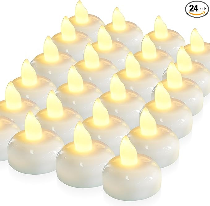 Homemory 200 Hours 24 Pack Flameless Floating Candles, Warm White Led Flickering Tealight Candles... | Amazon (US)