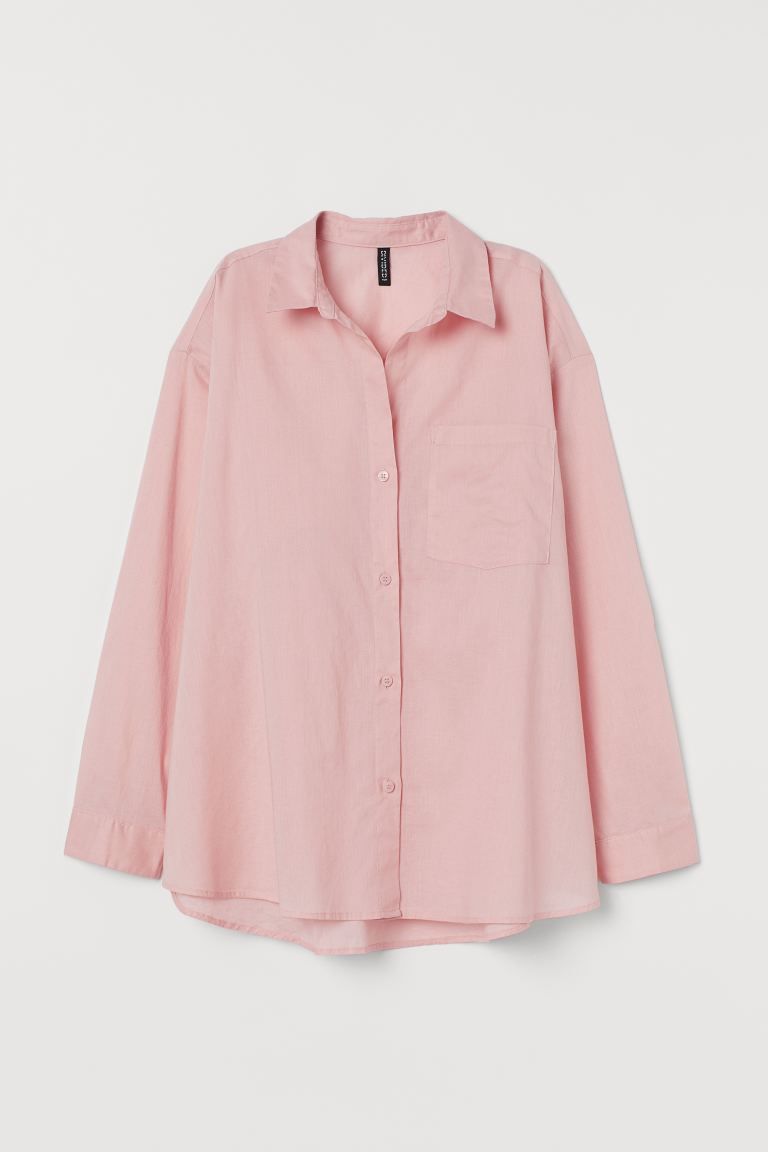 Shirt in an airy cotton weave with a collar, buttons down the front and yoke at the back. Open ch... | H&M (UK, MY, IN, SG, PH, TW, HK)
