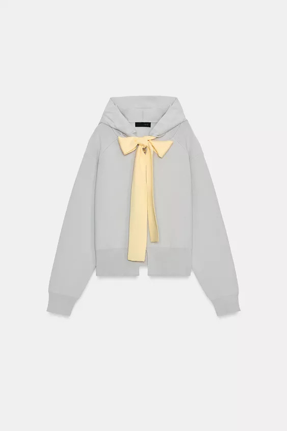 HOODED TIE KNIT JACKET | Zara Canada