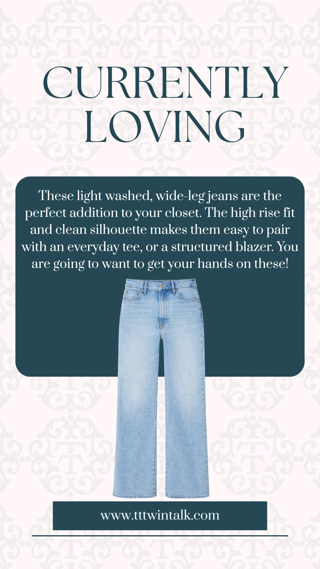 These light washed, wide-leg jeans are the perfect addition to your closet. The high rise fit and clean silhouette makes them easy to pair with an everyday tee, or a structured blazer. You are going to want to get your hands on these! 

 