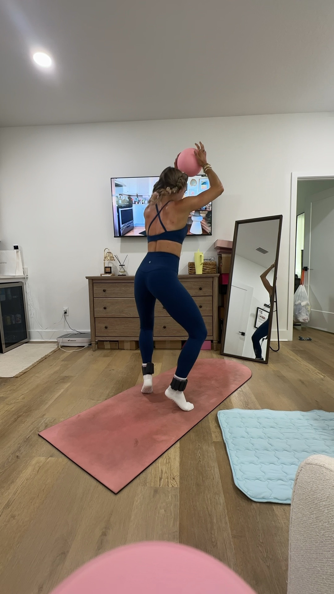 Leggings: CRZ YOGA Butterluxe High Waisted Lounge Legging 25" - Workout Leggings for Women Buttery Soft Yoga Pants. Sports bra: CRZ YOGA Butterluxe Deep V-Neck Sports Bras for Women - Spaghetti Strap Criss Cross Padded Bra Sexy Wireless Yoga Bra. #workoutgear #workoutwear #pilates #ootd #outfit #athleticwear #athleticoutfit #bikershorts #sportsbra #pilatesoutfit #athleisure #bala #pilatesworkout #pilateslovers #pilatestiktok #balabangles Bala use code SLOANE15. Pila barre pilates grip socks. @lexfisher  @lexfish

#LTKmorningroutine #LTKActive #LTKfitnessgoals