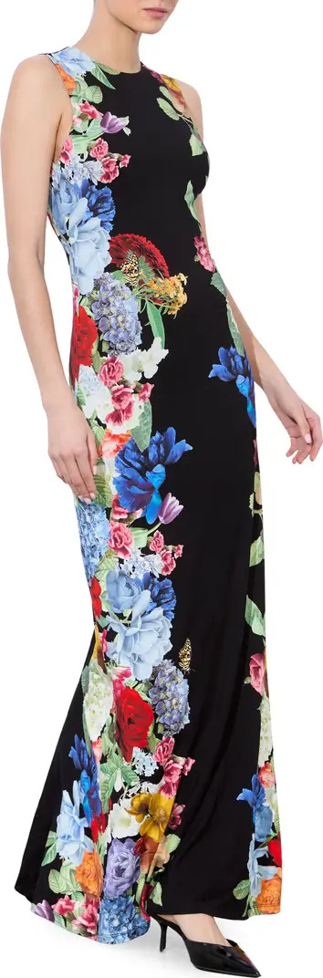 Delora Placed Floral Open Back Maxi Dress | Nordstrom