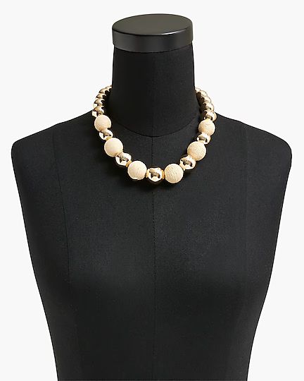 Gold bead and straw statement necklace | J.Crew Factory