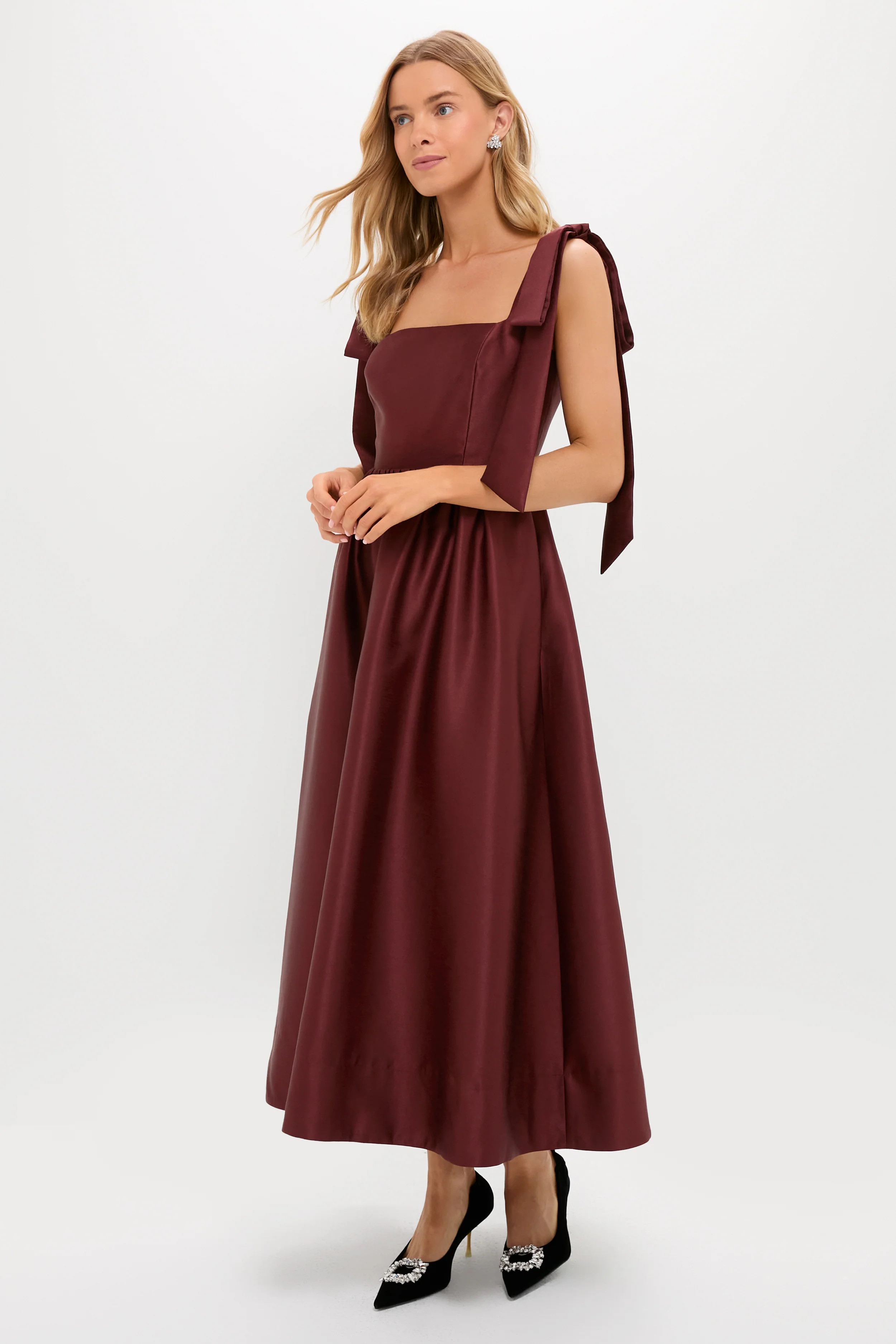 Oxblood Dupioni Bow Esme Dress | Tuckernuck (US)