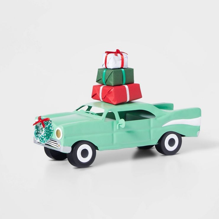 Small Metal Car with Presents Decorative Figurine Green - Wondershop&#8482; | Target