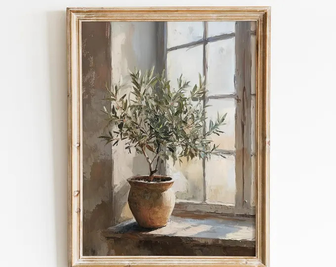 Vintage Olive Tree Art Print | Rustic Mediterranean Botanical Still Life Kitchen Decor | Digital ... | Etsy (Global)