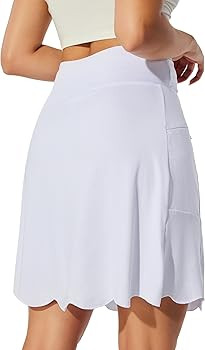 20" Scalloped Hem Golf Skirts for Women with Zipper Pockets Womens Skort Tummy Control | Amazon (US)